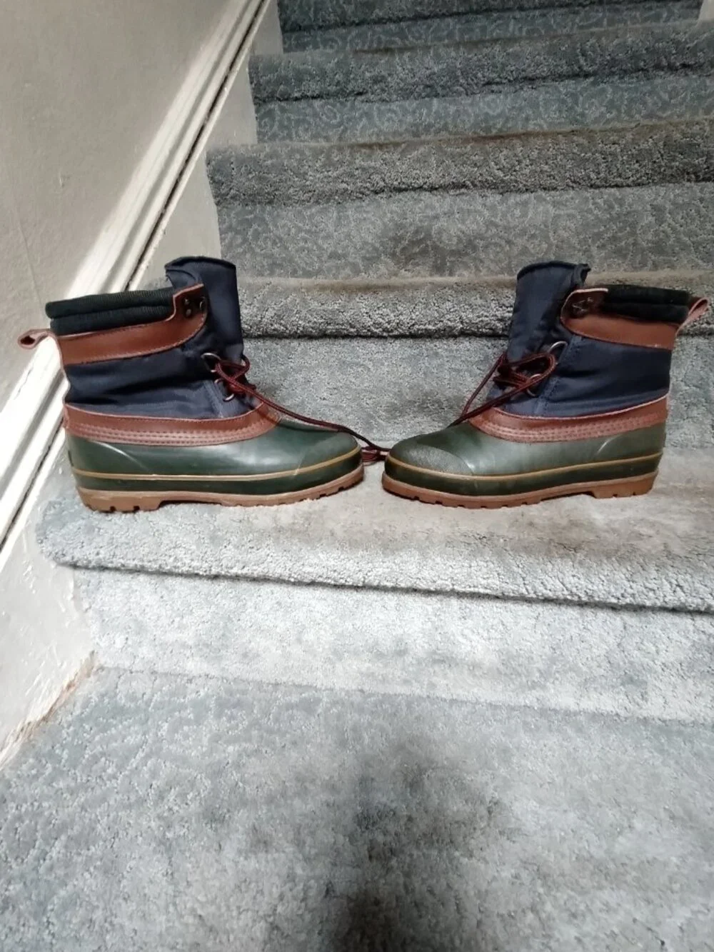 Northwest Territory Men Green/Tan Leather Winter Snow Boots Steel Shank Size 9